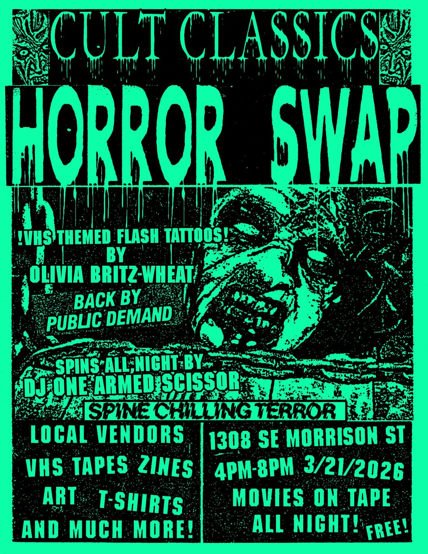 Horror poster wall and printed matter